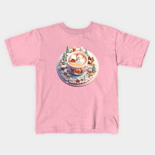 Kawaii snowman cappuccino Kids T-Shirt